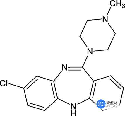 相关内容如化学式,分子质量,组成之类的,以及氯氮平的简介,结构式如下
